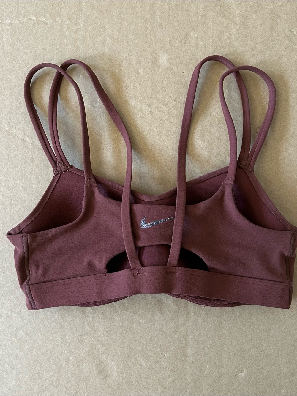 Nike Dri Fit Alate Ellipse Longline Sports Bra Strappy XS Brown Gym Training